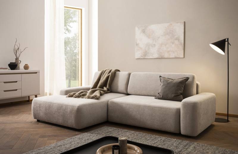 INOSIGN Ecksofa TORGE (264cm), Schlafsofa in Cord, Samtvelours o Struktur fein, L-Form, Schlaffunktion, Bettkasten, Liegefläche: 125/210 cm von INOSIGN