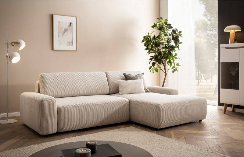 INOSIGN Ecksofa TORGE (264cm), Schlafsofa in Cord, Samtvelours o Struktur fein, L-Form, Schlaffunktion, Bettkasten, Liegefläche: 125/210 cm von INOSIGN
