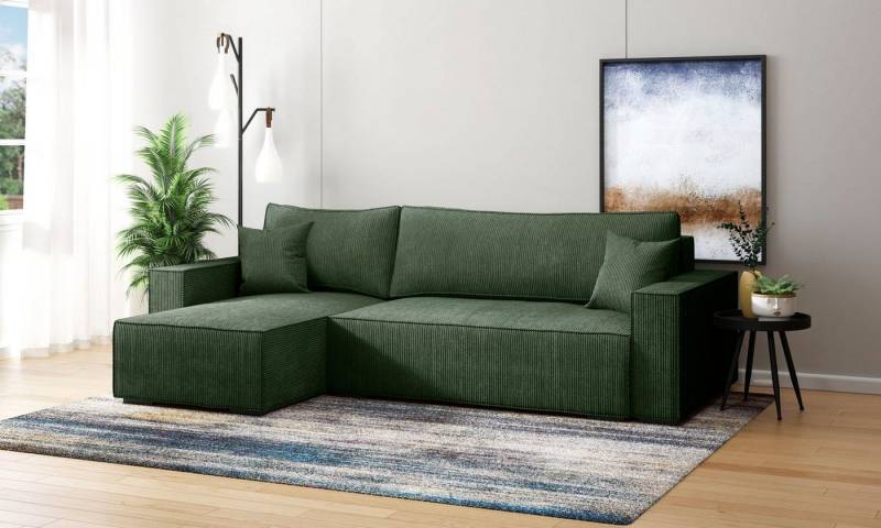 INOSIGN Ecksofa Winton Cordsofa / Schlafsofa 253 cm, Cord, Recamiere wechselbar, Schlaffunktion (130/208cm), Bettkasten von INOSIGN