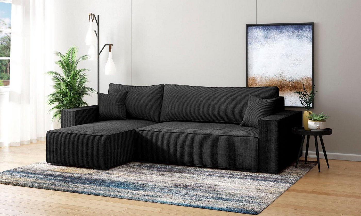 INOSIGN Ecksofa Winton Cordsofa / Schlafsofa 253 cm, Cord, Recamiere wechselbar, Schlaffunktion (130/208cm), Bettkasten von INOSIGN