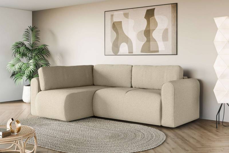 INOSIGN Ecksofa Zacharia wahlweise Schlafsofa mit Bettkasten, B/T/H 250/166/86 cm, L-Form mit Wellenunterfederung, Ottomane rechts oder links bestellbar von INOSIGN