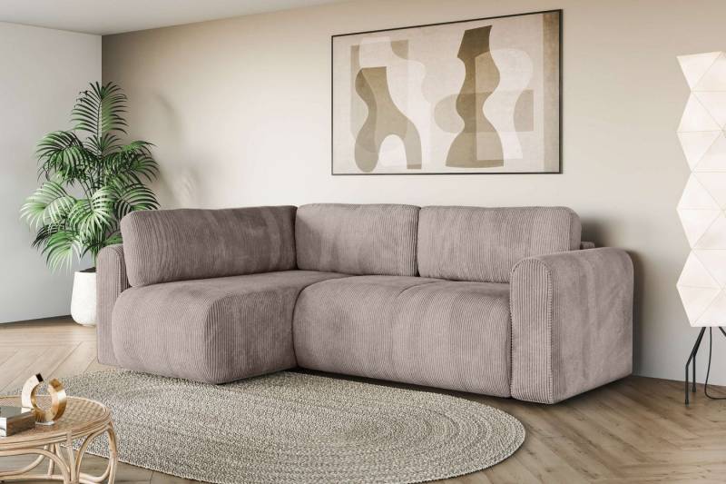 INOSIGN Ecksofa Zacharia wahlweise Schlafsofa mit Bettkasten, B/T/H 250/166/86 cm, L-Form mit Wellenunterfederung, Ottomane rechts oder links bestellbar von INOSIGN