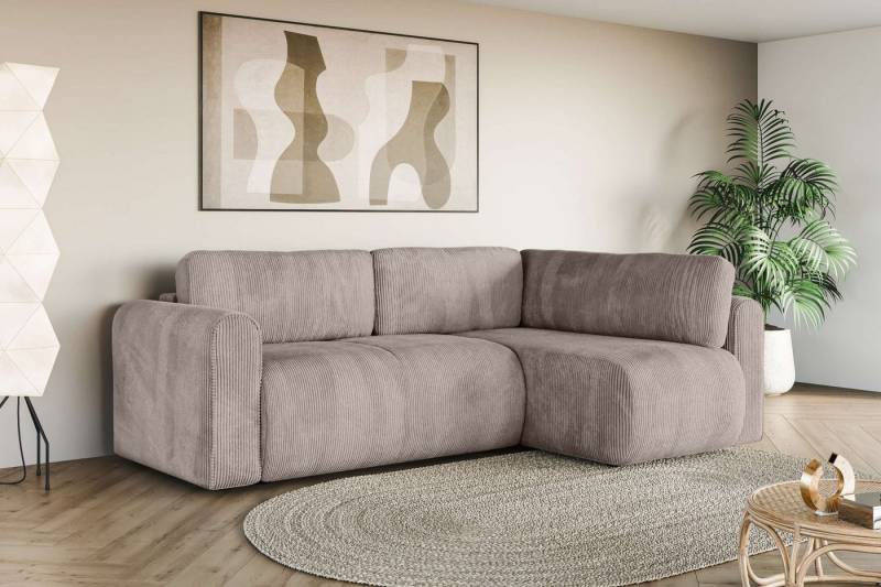 INOSIGN Ecksofa Zacharia wahlweise Schlafsofa mit Bettkasten, B/T/H 250/166/86 cm, L-Form mit Wellenunterfederung, Ottomane rechts oder links bestellbar von INOSIGN