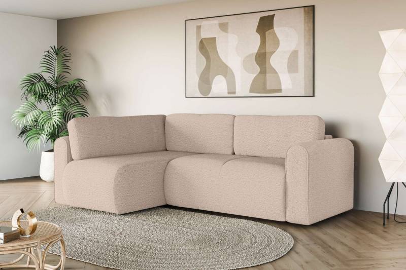 INOSIGN Ecksofa Zacharia wahlweise Schlafsofa mit Bettkasten, B/T/H 250/166/86 cm, L-Form mit Wellenunterfederung, Ottomane rechts oder links bestellbar von INOSIGN