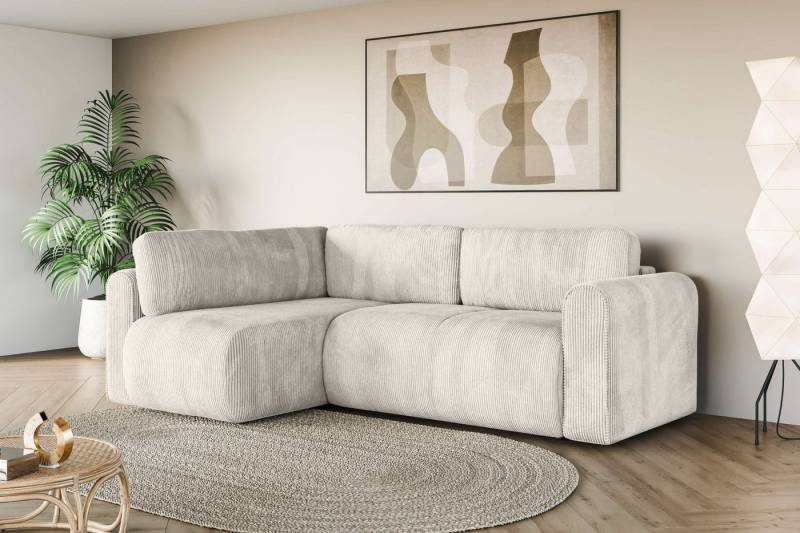 INOSIGN Ecksofa Zacharia wahlweise Schlafsofa mit Bettkasten, B/T/H 250/166/86 cm, L-Form mit Wellenunterfederung, Ottomane rechts oder links bestellbar von INOSIGN