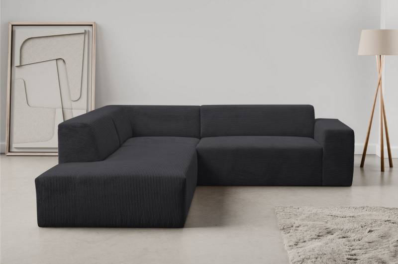 WERK2 Ecksofa Zeus-M, tolles Sofa mit schönen Details, L-Form, Curvy Trend Garnitur, urbane Optik, komfortable Wellenunterfederung von WERK2