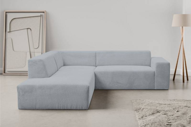 WERK2 Ecksofa Zeus-M, tolles Sofa mit schönen Details, L-Form, Curvy Trend Garnitur, urbane Optik, komfortable Wellenunterfederung von WERK2