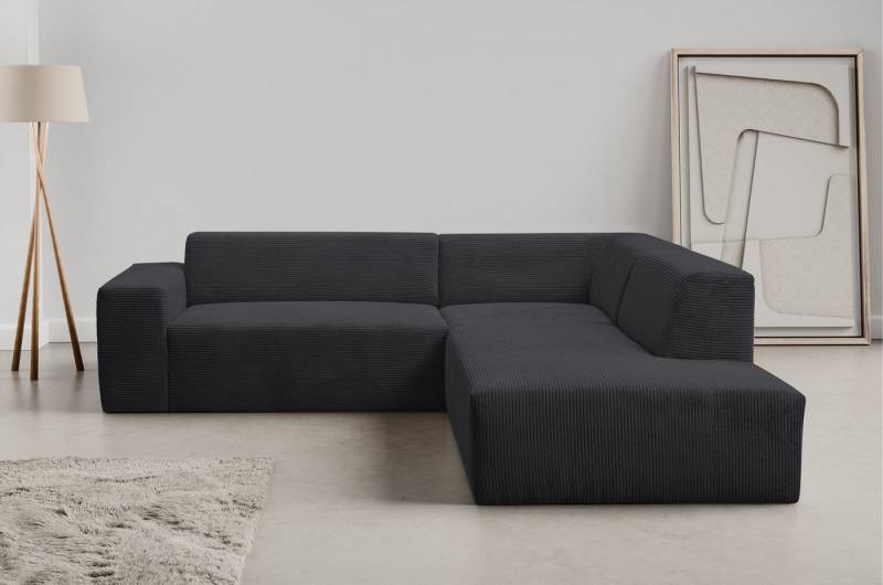 WERK2 Ecksofa Zeus-M, tolles Sofa mit schönen Details, L-Form, Curvy Trend Garnitur, urbane Optik, komfortable Wellenunterfederung von WERK2