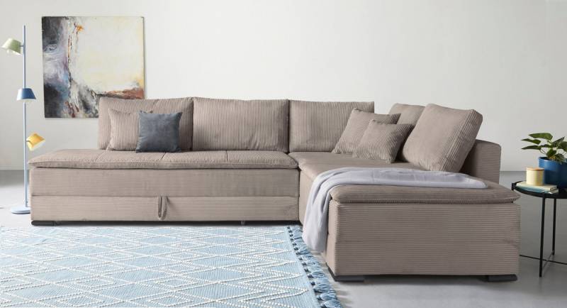 INOSIGN Ecksofa Night & Day L-Form mit Dauer-Schlaffunktion, Cord-Bezug!, inklusive Bettfunktion und Bettkasten von INOSIGN