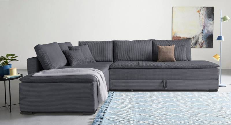INOSIGN Ecksofa Night & Day L-Form mit Dauer-Schlaffunktion, Cord-Bezug!, inklusive Bettfunktion und Bettkasten von INOSIGN