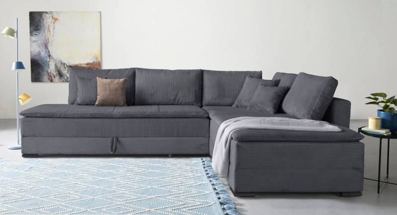 INOSIGN Ecksofa Night & Day L-Form mit Dauer-Schlaffunktion, Cord-Bezug!, inklusive Bettfunktion und Bettkasten von INOSIGN