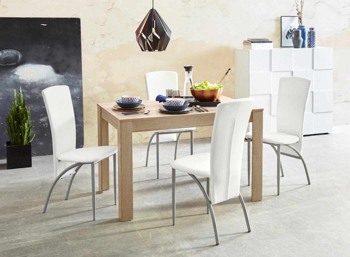 INOSIGN Essgruppe, (Set, 5-tlg), Tischbreite 120 cm in eichefarben sägerau von INOSIGN