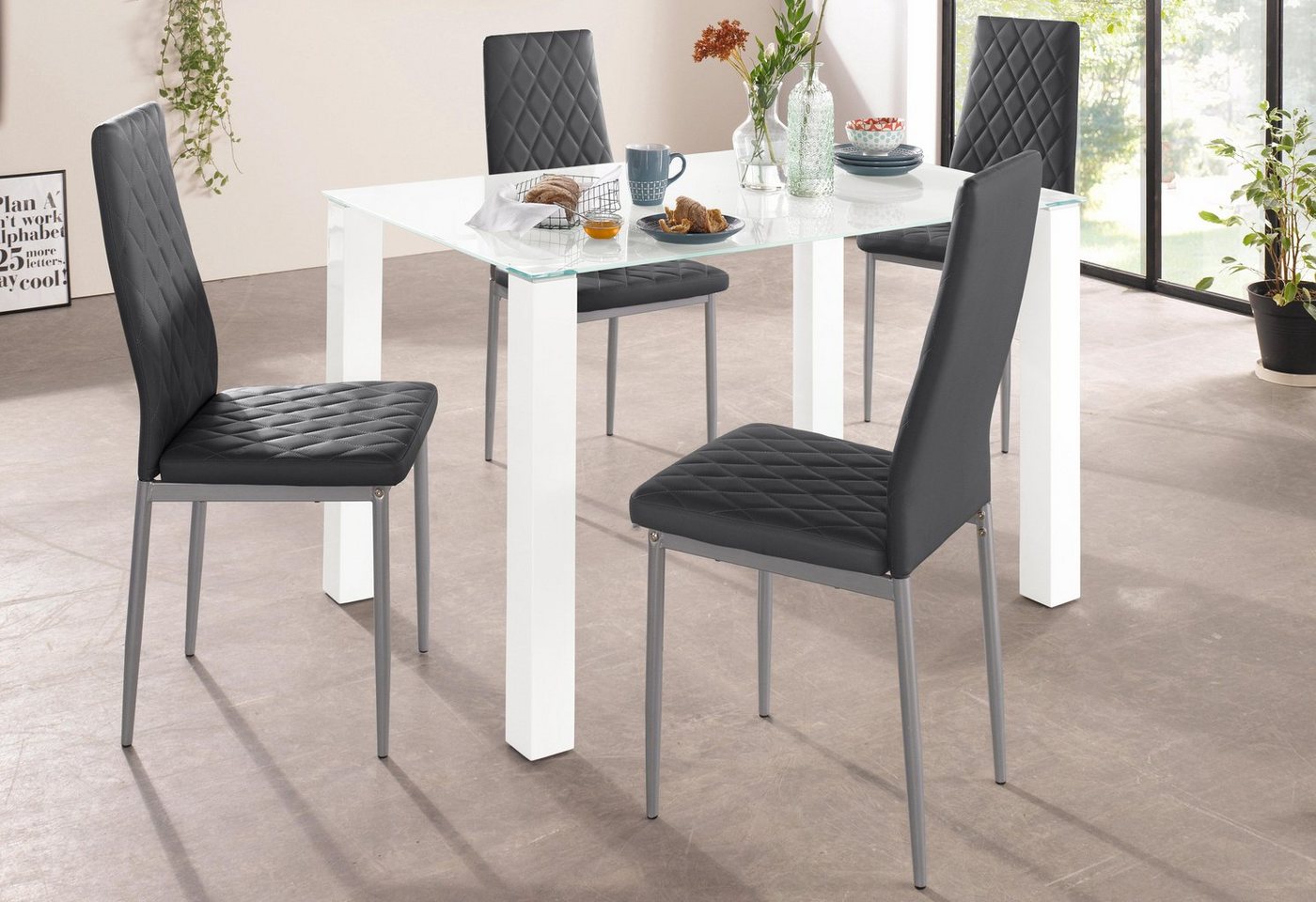 INOSIGN Essgruppe, (Set, 5-tlg), mit Glastisch, Breite 120 cm von INOSIGN