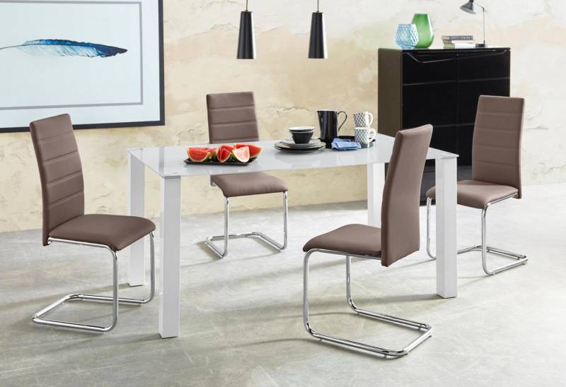 INOSIGN Essgruppe Normadora, (Set, 5-tlg), mit Glastisch, Freischwinger belastbar bis 120 KG von INOSIGN