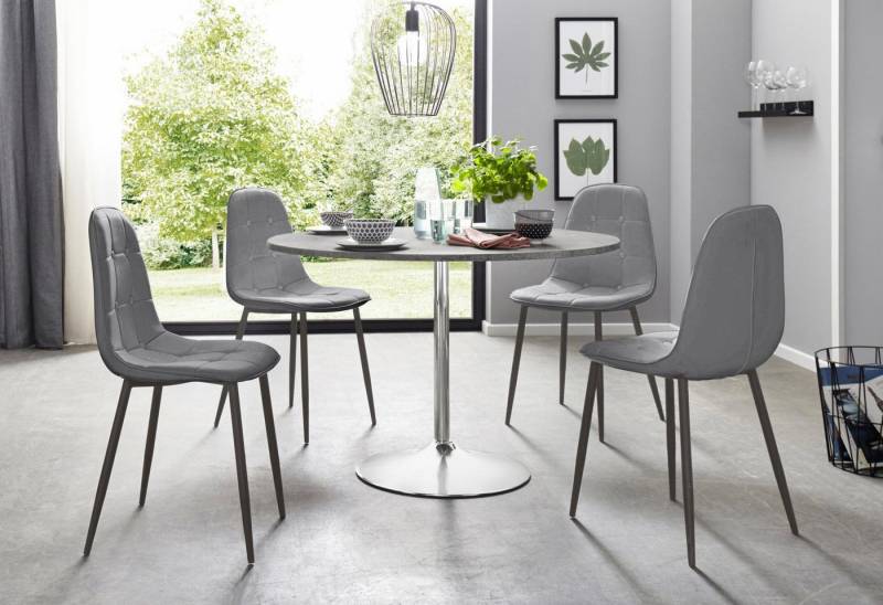 INOSIGN Essgruppe, (Set, 5-tlg), mit rundem Tisch im Zement-Optik von INOSIGN