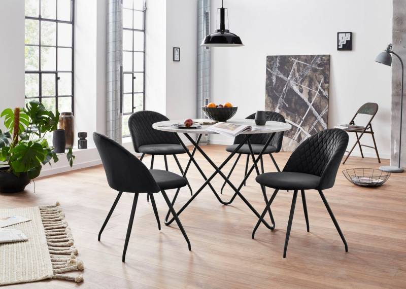 INOSIGN Essgruppe Emmajonas, (Set, 5-tlg), moderner runder Tisch in Marmoroptik INOSIGN Essgruppe Emmajonas, (Set, 5-tlg), moderner runder Tisch in Marmoroptik von INOSIGN