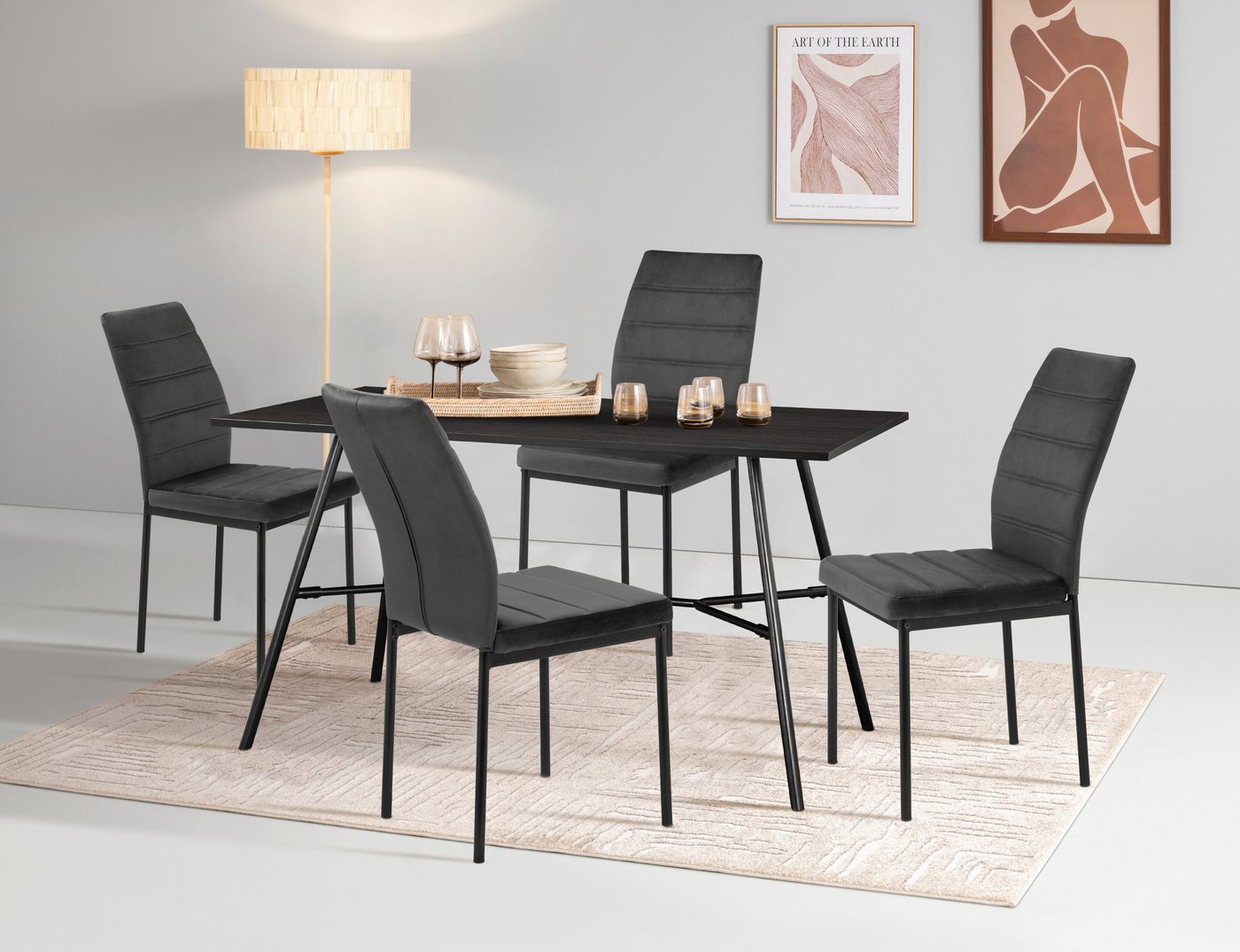 INOSIGN Essgruppe Canningtone, TOPSELLER!, OTTOs Choice, (Esszimmer, Essgruppe, Sitzgruppe TOPSELLER), Metall Gestell, Tischplatte MDF mit Melaminbeschichtung, OTTOs Choice von INOSIGN