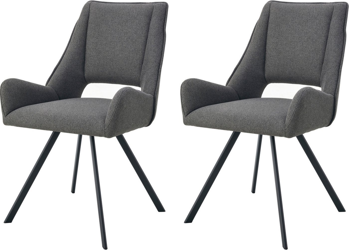 INOSIGN Esszimmerstuhl BRANDON, 2er Set, mit Metallgestell in matt schwarz (Set, 2 St), in verschiedenen Farben, Belsatbarkeit pro Stuhl 120 kg, 360° drehbar von INOSIGN