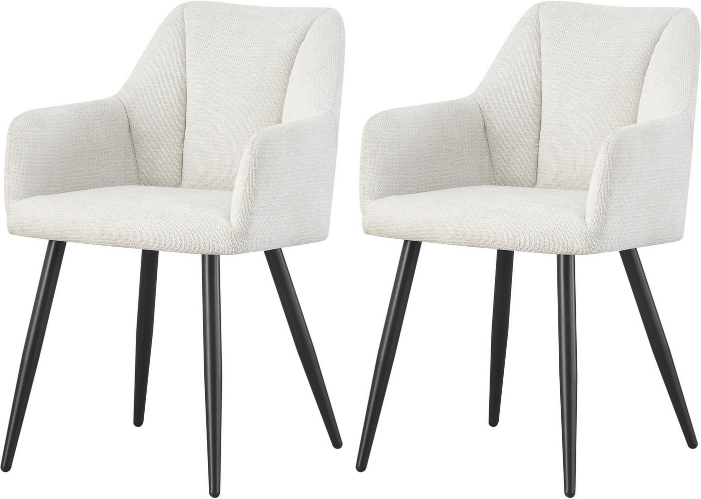 INOSIGN Esszimmerstuhl MILTON, 2er Set, mit Metallgestell in matt schwarz (Set, 2 St), in verschiedenen Farben, Belsatbarkeit pro Stuhl 120 kg, mit Armlehne von INOSIGN