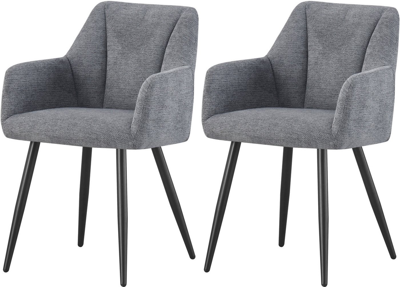 INOSIGN Esszimmerstuhl MILTON, 2er Set, mit Metallgestell in matt schwarz (Set, 2 St), in verschiedenen Farben, Belsatbarkeit pro Stuhl 120 kg, mit Griffloch von INOSIGN