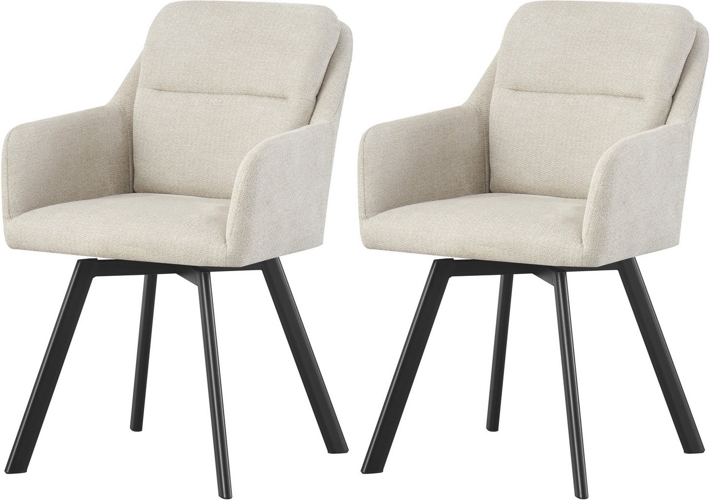 INOSIGN Esszimmerstuhl NEEPAWA, 2er Set, mit Metallgestell in matt schwarz (Set, 2 St), in verschiedenen Farben, Belsatbarkeit pro Stuhl 120 kg, mit Armlehne von INOSIGN