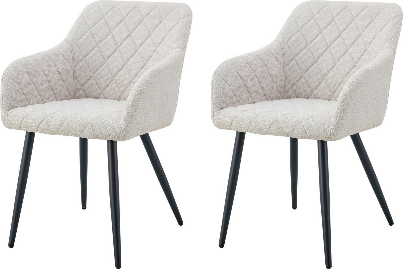 INOSIGN Esszimmerstuhl SUDBURRY, 2er Set, mit Metallgestell in matt schwarz (Set, 2 St), in verschiedenen Farben, Belsatbarkeit pro Stuhl 120 kg, mit Armlehne von INOSIGN