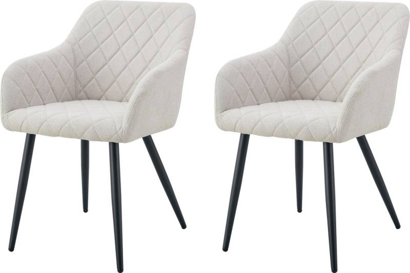 INOSIGN Esszimmerstuhl SUDBURRY, 2er Set, mit Metallgestell in matt schwarz (Set, 2 St), in verschiedenen Farben, Belsatbarkeit pro Stuhl 120 kg, mit Armlehne von INOSIGN