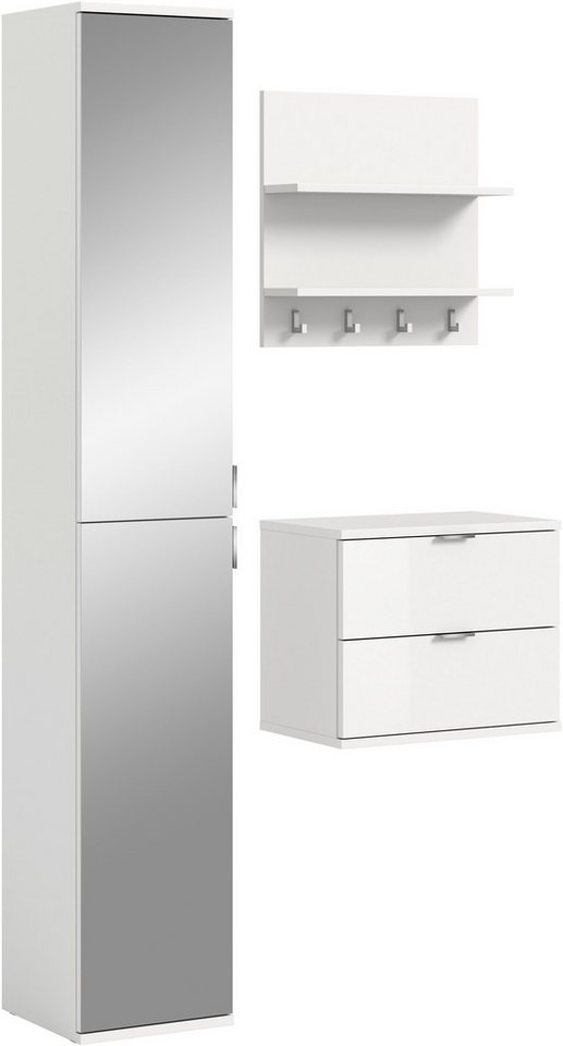 INOSIGN Garderoben-Set Trondheim, Garderobenset 3-tlg. Breite 82 cm, (3-St), hochglanz, best. aus: Spiegelschrank, Paneel, Kommode, Flur von INOSIGN