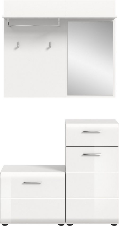 INOSIGN Garderoben-Set FLORENZ, 3tlg., best. aus: Garderobenspiegelpaneel, Sitzbank & Kommode, Kombination, Kompaktgarderobe, Garderobenkombination, Garderobe von INOSIGN