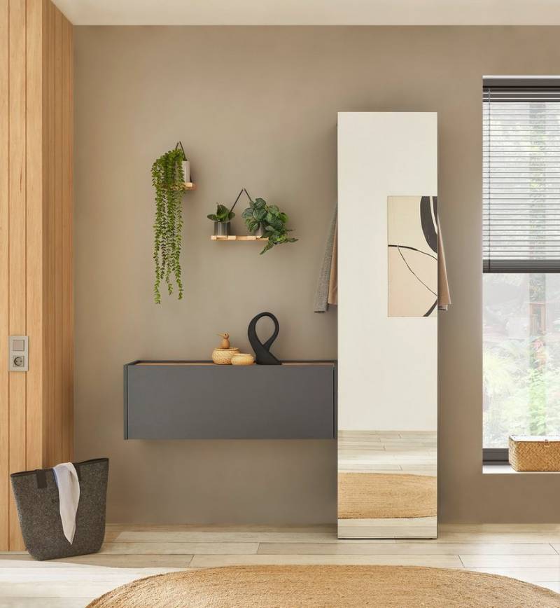 INOSIGN Garderoben-Set GIRON/CiTY, moderne Garderobe, Komplettset mit viel Stauraum, (Komplett-Set, 2-St), enthält Hängeschrank & Garderobenelement mit Spiegel, 150 cm breit von INOSIGN