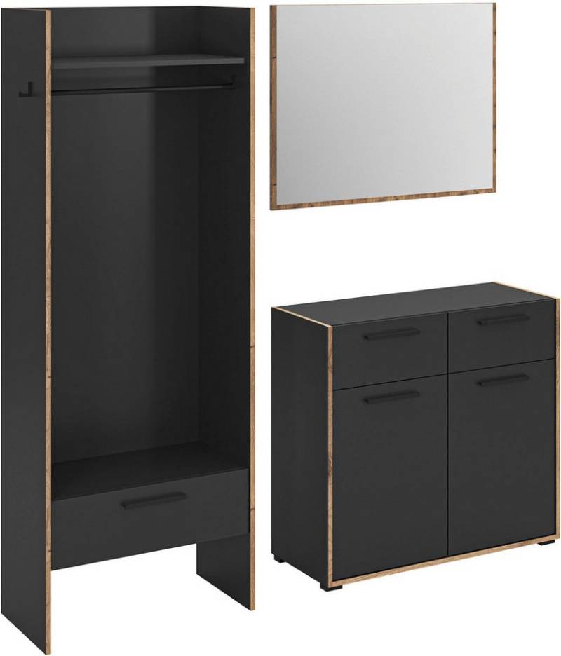 INOSIGN Garderoben-Set MUSTA, 3-teilig: Garderobenschrank, Kommode & Garderobenspiegel, Kombination, Kompaktgarderobe, Garderobenkombination, Garderobe von INOSIGN