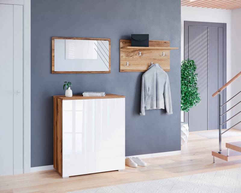 INOSIGN Garderoben-Set PARIS/ TOKYO, (Komplett-Set, 3-St), Kompaktgarderobe Breite 150cm mit Spiegel für Ihren Eingangsbereich von INOSIGN