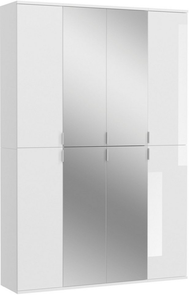 INOSIGN Garderoben-Set Trondheim, Breite 121 cm, best. aus 3 Schränken, 8 Türen, 21 Fächer, (Set, 3-St), inkl. ausziehbarer Kleiderstange, Garderobenschrank, Kleiderschrank von INOSIGN