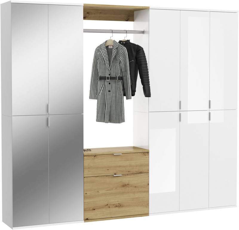 INOSIGN Garderoben-Set Trondheim, Breite 213 cm, 6-teilig, bestehend aus:, (Set, 5-St), 3x Garderobenschrank, 1 Kommode, 1 Garderobenstange, 1 Ablageboden von INOSIGN