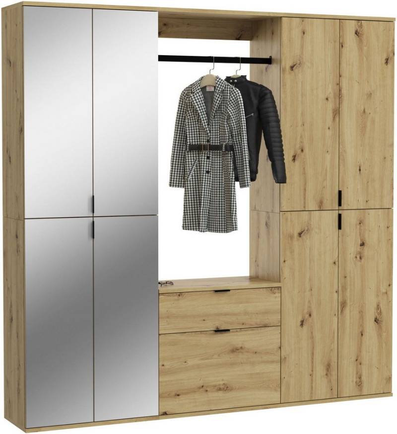 INOSIGN Garderoben-Set Trondheim, Breite 183 cm, 5-teilig, bestehend aus:, (Set, 4-St), 2x Garderobenschrank, 1 Kommode, 1 Garderobenstange, 1 Ablageboden von INOSIGN