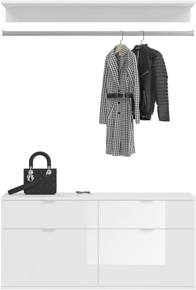 INOSIGN Garderoben-Set Trondheim, Breite 212 cm, 5-teilig, bestehend aus:, (Set, 4-St), 2x Garderobenschrank, 1 Kommode, 1 Garderobenstange, 1 Ablageboden von INOSIGN