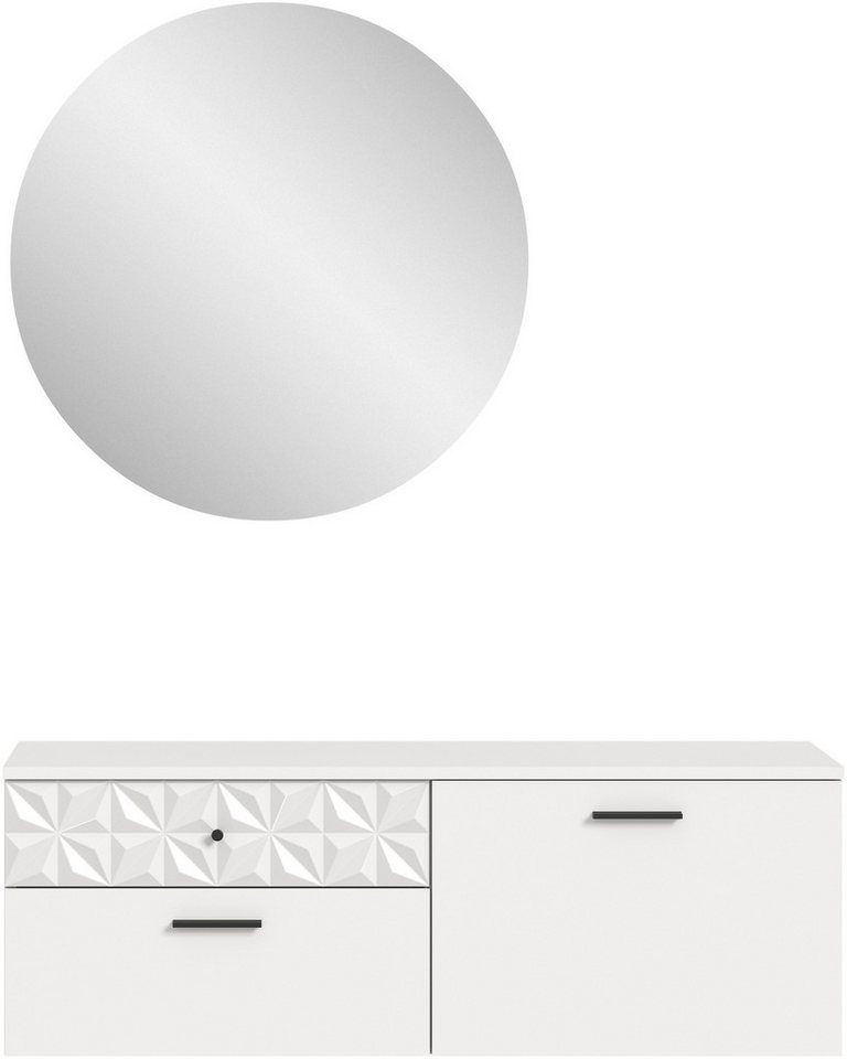 INOSIGN Garderoben-Set VICENZA, 2-tlg., mit foraler Ornamentabsetzung in der Front, (2-St), best. aus.: Schuhschrank und Spiegelschrank von INOSIGN