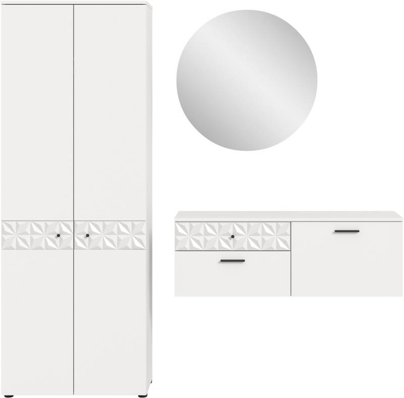INOSIGN Garderoben-Set VICENZA, 3-tlg., mit foraler Ornamentabsetzung in der Front, (3-St), best. aus.: Garderobenschrank, Schuhschrank und Spiegelschrank von INOSIGN