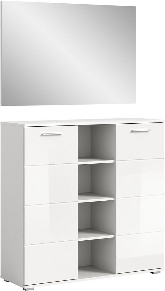 INOSIGN Garderoben-Set Valge, Breite 110 cm, 2-tlg. Set, bestehend aus: Highboard und Spiegel, (2-St), Garderobenkombination, Dielen Set, Flur Set, Kombination von INOSIGN