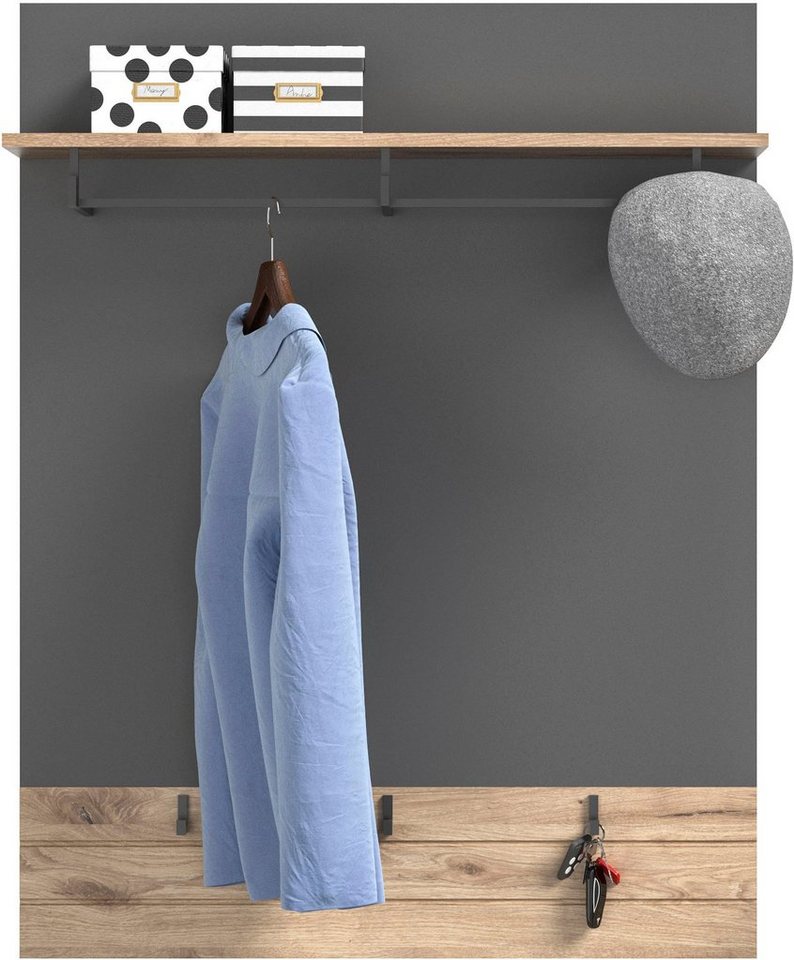 INOSIGN Garderobenpaneel Riga, Höhe 117 cm, mit Hutablage, Kleiderstange, 3 Haken, Wandpaneel, Paneel, Wandhaken, Wandboard von INOSIGN