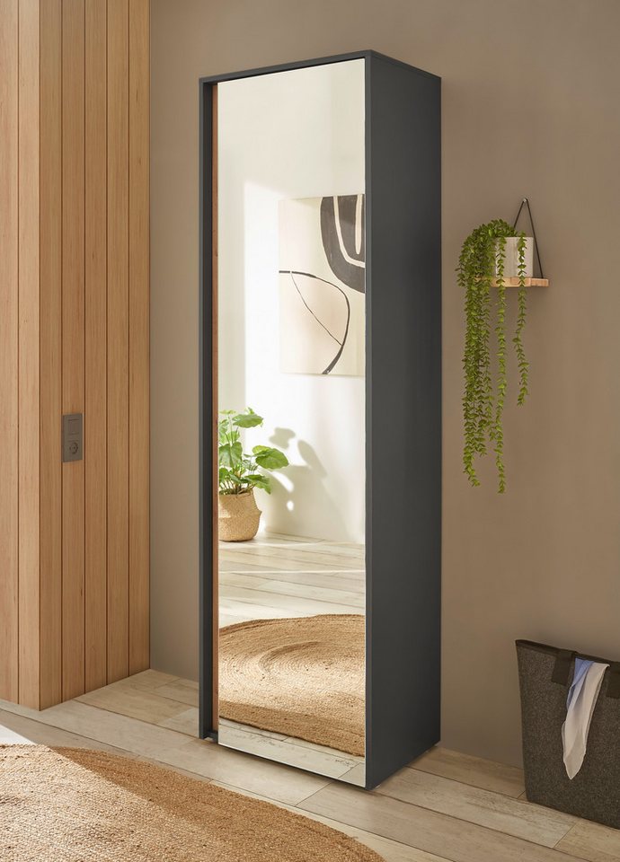 INOSIGN Spiegelschrank GiRON/CiTY, moderner Garderobenschrank, Kleiderschrank mit Stauraum Spiegeltür, Teleskopauszug, Tür beidseitig montierbar, 60 cm breit von INOSIGN