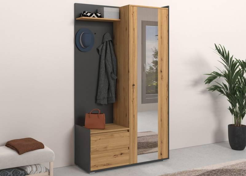 INOSIGN Garderobenschrank Kosmo mit Spiegel Maße 118 x 30 cm, Höhe 190 cm, Breite 110 cm von INOSIGN