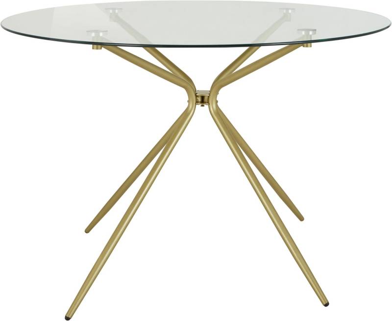 INOSIGN Glastisch Silvi, TOPSELLER! (Esstisch, Glastisch, Küchentisch, OTTOs Choice), rund, Ø 110 cm, Metallgestell in messingfarben von INOSIGN