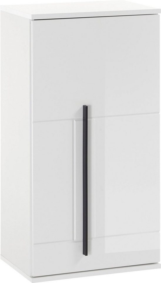 INOSIGN Hängeschrank Cantara, Badschrank in Hochglanz Weiß, Hängeschrank im modernen Design mit schwarzen Griffen, ausreichend Stauraum von INOSIGN