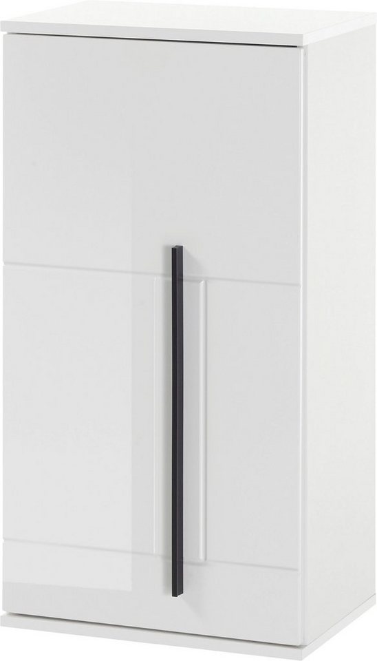 INOSIGN Hängeschrank Cantara, Badschrank in Hochglanz Weiß, Hängeschrank im modernen Design mit schwarzen Griffen, ausreichend Stauraum von INOSIGN