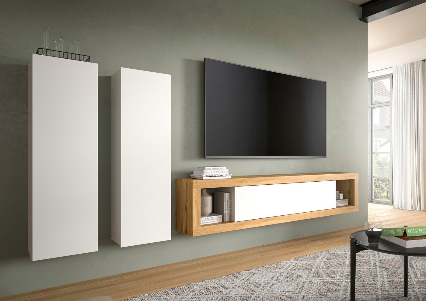 INOSIGN Mehrzweckschrank Trinity, 2er Set, Höhe 110cm, hängend, grifflos/Frontüberstand (2-St) Wandschrank, Stauraumschrank, Schrank Set von INOSIGN