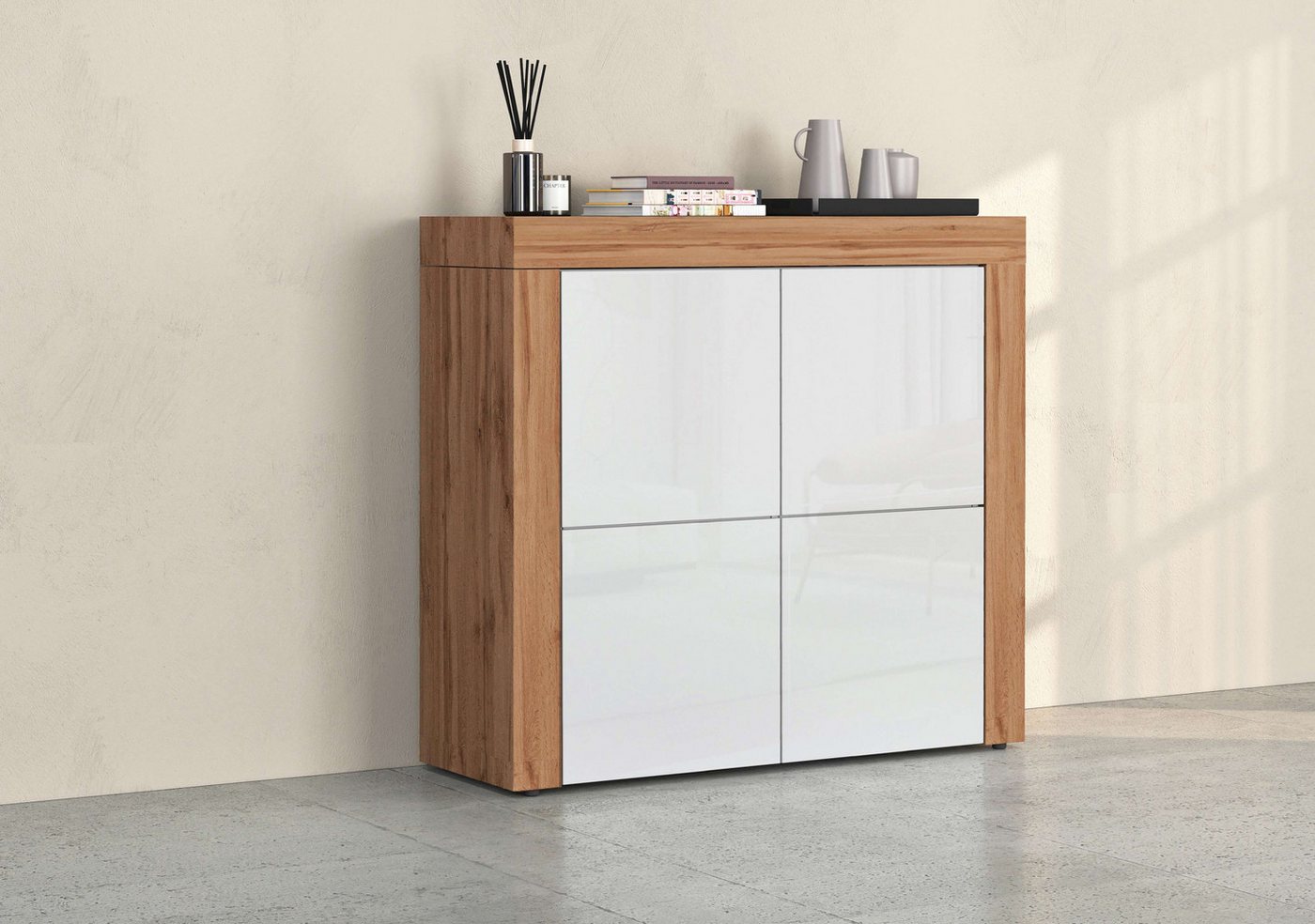 INOSIGN Highboard CHRONOS Breite 140 cm mit 4 Türen und 8 Fächer 'Made in Italy' (1 St), Hohes Sideboard, Kommode, Schrank, Grifflos mit Push to Open von INOSIGN