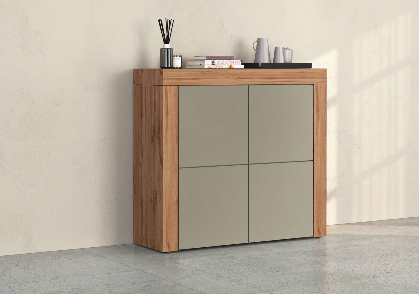 INOSIGN Highboard CHRONOS Breite 140 cm mit 4 Türen und 8 Fächer 'Made in Italy' (1 St), Hohes Sideboard, Kommode, Schrank, Grifflos mit Push to Open von INOSIGN