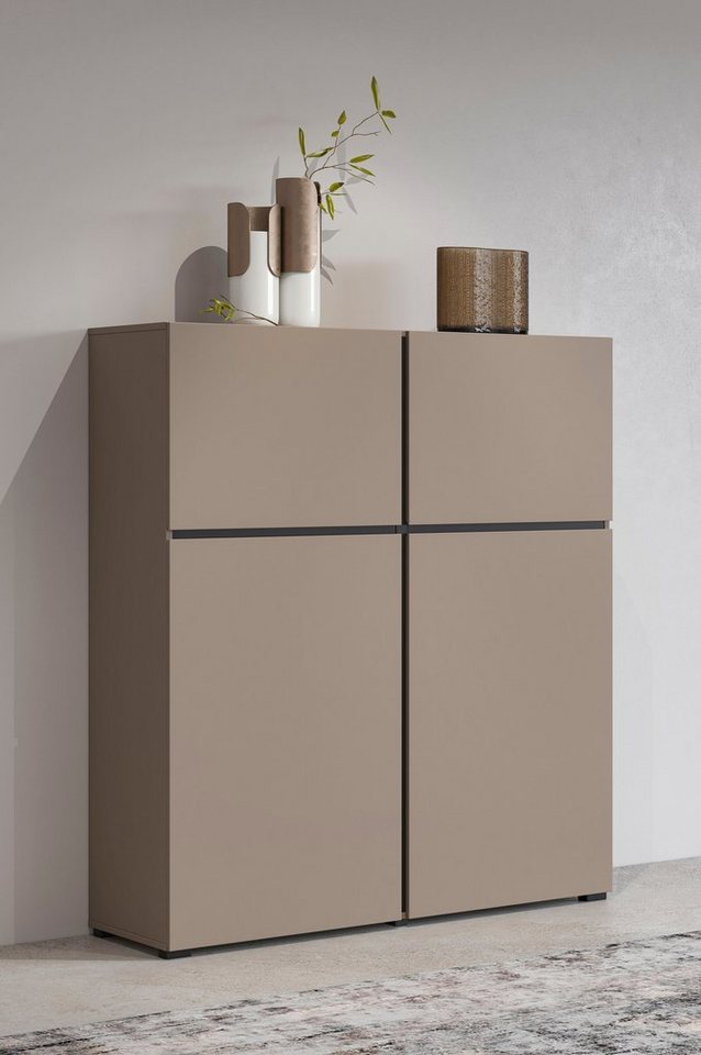 INOSIGN Highboard Cross, moderne grifflose Hochkommode mit 4 Türen,Türkommode, Hochschrank, Höhe 139 cm mit viel Stauraum, Einlegeböden verstellbar von INOSIGN
