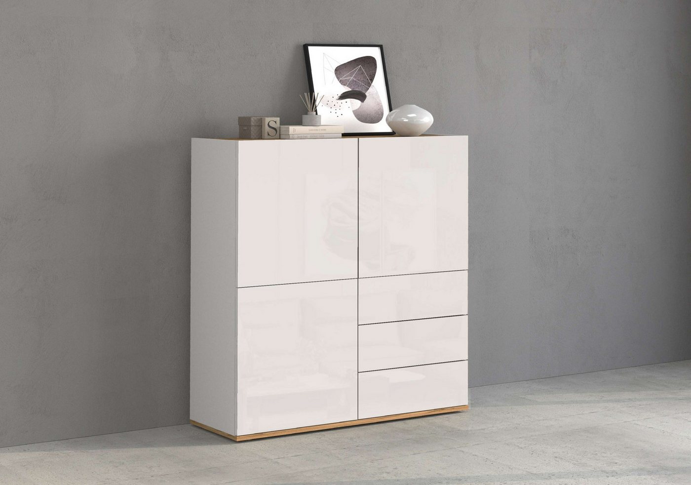 INOSIGN Highboard GARDA Highboard, Kommode, Schrank, Grifflos mit Push to Open (1 St), 3 Türen, 3 Schubladen, grifflos Breite 102 cm von INOSIGN